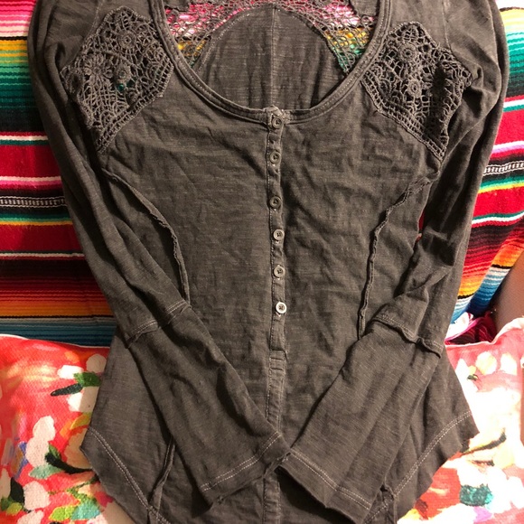 Free People Keepsake Gray Henley - Picture 2 of 3